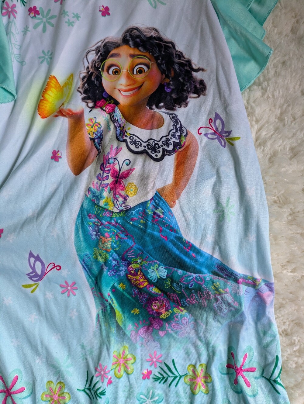 Disney Mirabel Girls Size 8 Floral Light Aqua Girls' Nightgown - Picture 2 of 3